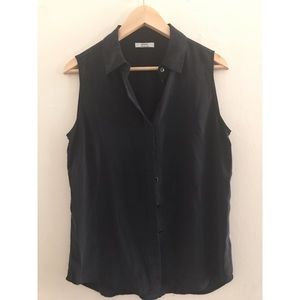 Grana Silk sleeveless button down navy